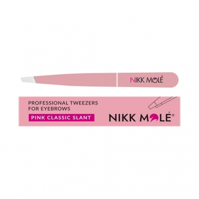 Пинцет для бровей классический (розовый) Nikk Mole