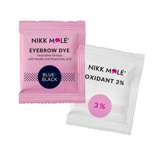Nikk Mole eyebrow and eyelash dye (Blue Black) + Oxidant in sachet