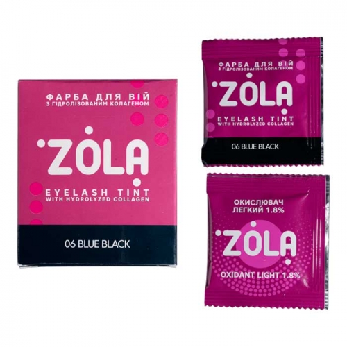 Zola Sachet Eyebrow Tint With Collagen 06 Blue Black + oxidant 